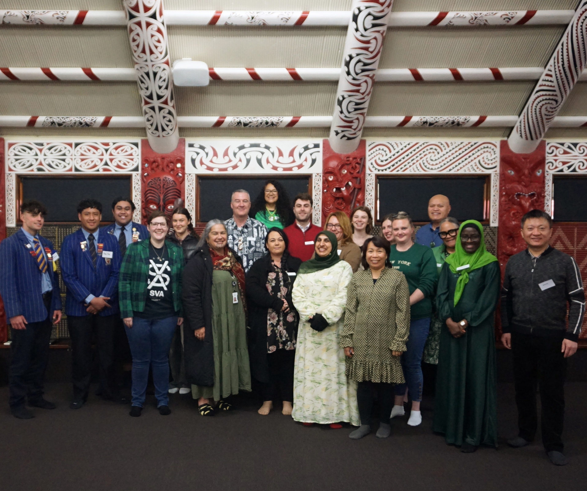 A group photo taken in the marae during our Christchurch hui